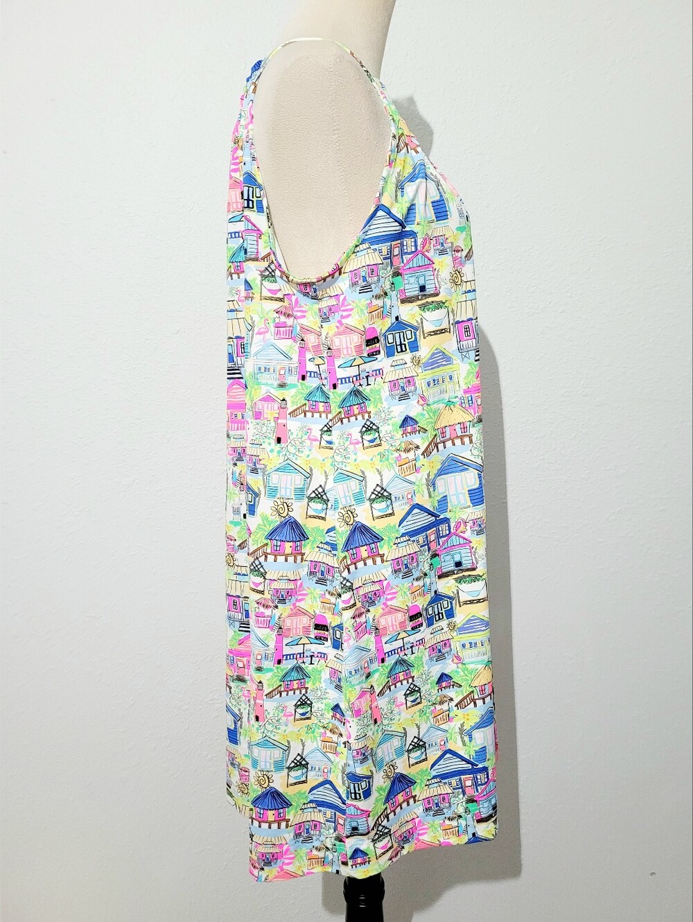 Lulu-B XL Coastal Grandma Beach House Print Shift Dress SPF Resort Tropical - Picture 4 of 12